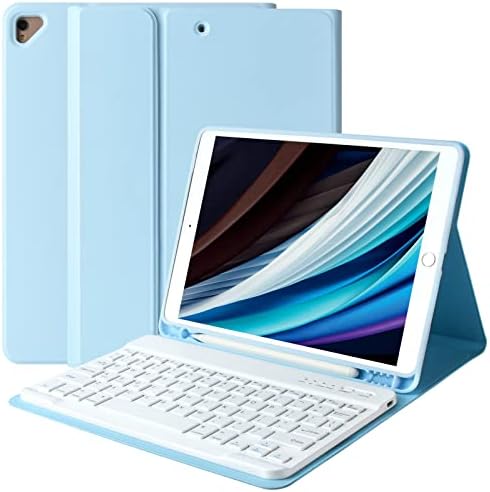 Klavye ipad kılıfı 9th Nesil 2021/8th Gen / 7th Gen 10.2 İnç, Ayrılabilir Kablosuz kalemlik ile Klavye Kapak için Yeni iPad 9th