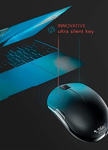 ShhhMouse Wireless Silent Noiseless Clickless Mobile Optical Mouse with USB Receiver and Batteries Included, Taşınabilir ve Kompakt,