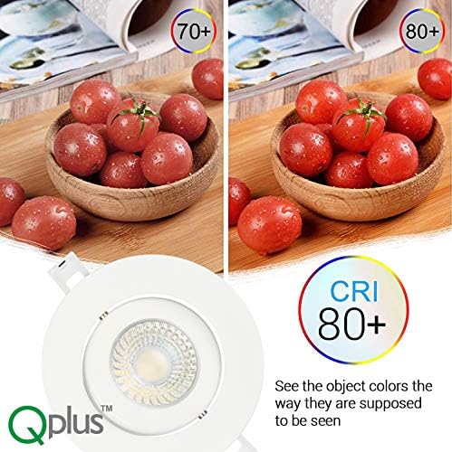 QPLUS 4 İnç Ultra-İnce Ayarlanabilir Göz Küresi Gimbal Bağlantı Kutusu ile LED Gömme Aydınlatma / Canless Downlight, 10 Watt,