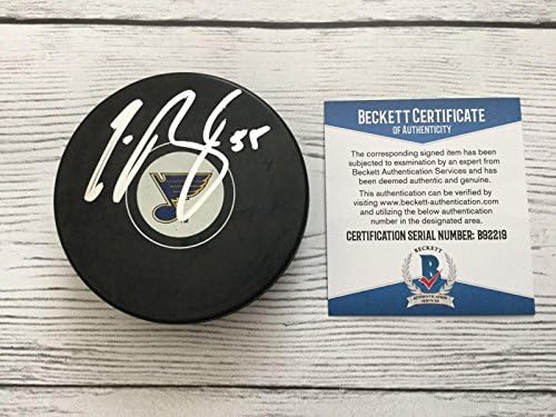 Colton Parayko İmzalı İmzalı St. Louis Blues Hokey Diski Beckett BAS COA b-İmzalı NHL Diskleri