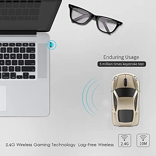 Araba Kablosuz Fare, serin 3D Spor Araba Şekilli Kablosuz Optik Fare 2.4 GHz 1600 DPI Mini Taşınabilir Yenilik Akülü Fareler