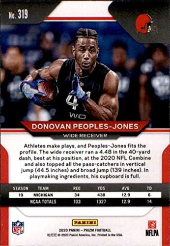 2020 Panini Prizm 319 Donovan Halkları-Jones RC Çaylak Cleveland Browns NFL Futbol Ticaret Kartı