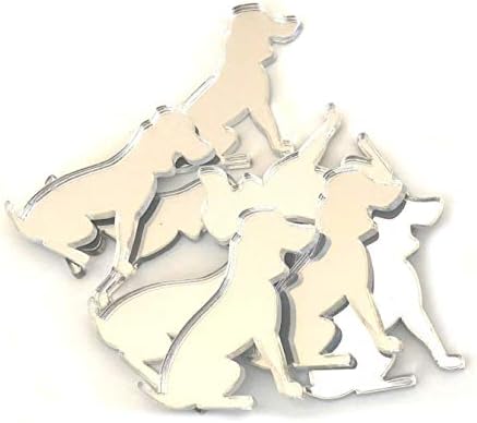 Süper Serin Kreasyonlar Beagle Köpek Şekilli İşçiliği Aynaları, 10'lu Set, Birçok Renk, Kırılmaz Akrilik, Açık Gri, 10 x 7cm