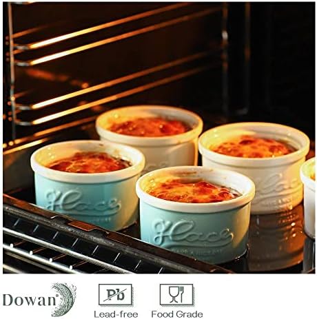 DOWAN Ramekins 8 oz Fırın Güvenli, Porselen Sufle Çanak için Puding Creme Brulee ve Lava Kek, Mason Tarzı Ramekin Kase Pişirme