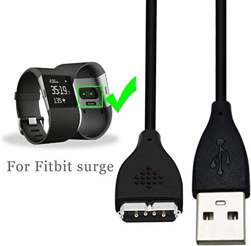 Fitbit Dalgalanma Şarj Cihazı ile uyumlu, KingAcc 3.3 Ayak / 1 metre Fitbit Dalgalanma için Yedek USB Şarj Kablosu Kablosu Şarj