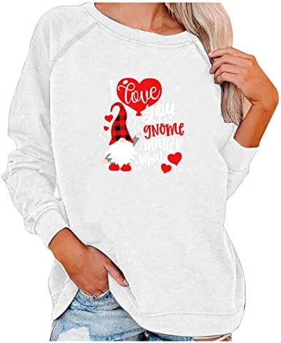 Seni Seviyorum Gnome Ne Olursa Olsun Gömlek, sevgililer Günü Mektup Baskı Crewneck Kazak Tops, komik Uzun Kollu Kazak Bluz