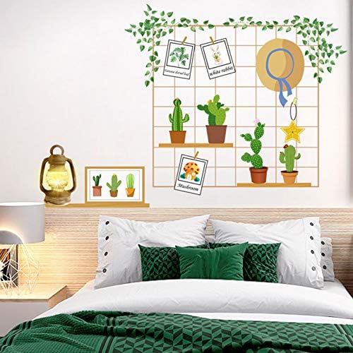 Taze Yeşil Bitkiler Saksı Duvar Çıkartmaları Sticker, DIY Yaratıcı Duvar Sanat Dekorasyon Oturma Odası Mutfak Kreş Bebek Yatak