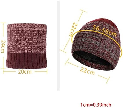HKDQZ xljpj Erkek Kadın Kış 3 Parça Örme Bere Şapka Eşarp Dokunmatik Ekran Eldiven Set Kalınlaşmak Termal Peluş Kap Boyun (Renk