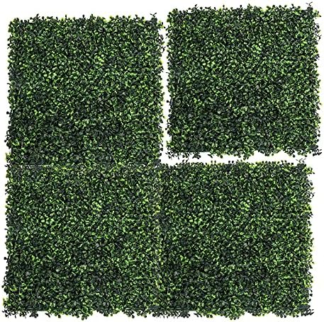 Luyue 12 Paketi Yapay Şimşir Panelleri 20x20 inç Sahte Çim Duvar Sahte Topiary Çit Bitki Yeşillik Paspaslar için Bahçe Açık kapalı