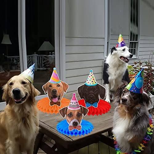 Köpek Parti Masa Süslemeleri için 9 adet Köpek Yüz Masa Petek Centerpieces Köpek Tema Bebek Duş Doğum Günü Parti Malzemeleri