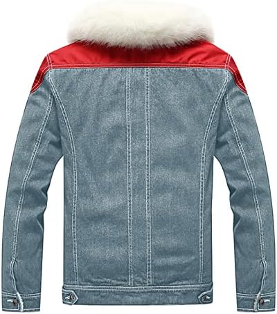 XXBR Denim Ceketler için Erkek, Faux-kürk Kaşmir Polar Parka Giyim Kış Düğme Aşağı Gevşek Casual Vintage sıcak tutan kaban
