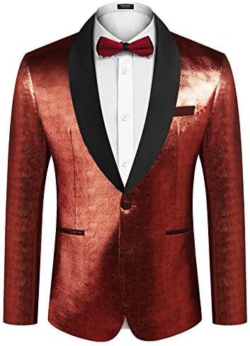 COOFANDY erkek Pullu Blazer Takım Elbise Ceket Slim Fit Bir Düğme Moda Smokin Ceket Akşam Yemeği Parti Düğün Balo için