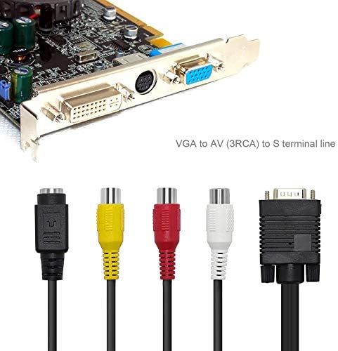 VGA 15 Pin Erkek 3-RCA AV & S-Video Mini-DIN 4-pin Adaptör Kablosu Tel Dizüstü PC Bilgisayar Video AV Projektör için 2 paketi