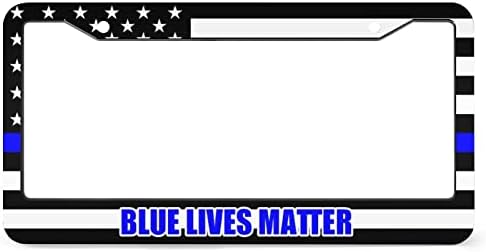 WengBeauty Araba Lisansları Plaka Kapakları Sahipleri Çerçeveleri Mavi Lives Matter Ince Mavi Çizgi Amerikan Bayrağı Metal Oto