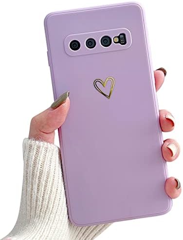 Samsung Galaxy ıçin Qokey S10 Kılıf (Değil fit S10+), Kaplama Aşk Telefon Kılıfı, sevimli Altın Kalp Desen Yumuşak Darbeye Koruyucu