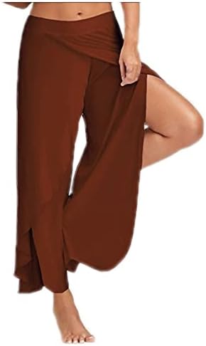 Baralonly kadın Gevşek Yoga Pantolon Geniş Bacaklar Eğlence Egzersiz Pantolon Düz Renk Bölünmüş Yüksek Streç Egzersiz Pantolon