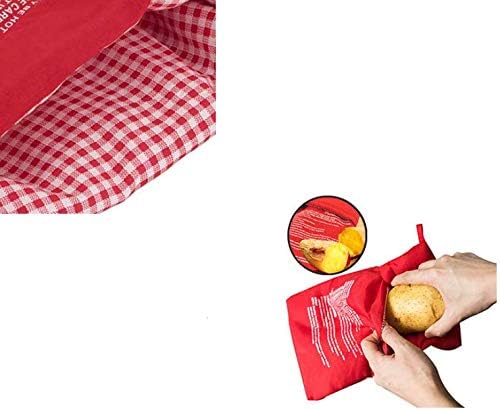 4 Paket Kırmızı Mikrodalga Patates Çantası Yeniden Kullanılabilir Patates Kılıfı Ocak Mükemmel Fırında Patates Sadece 4 Dakika