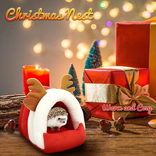YUEPET Hamster Noel Mağara Yatak Küçük Hayvan Evi Mini Ren Geyiği Hideout Sıcak Yuva Yumuşak Noel Kafes Aksesuarları için Cüce