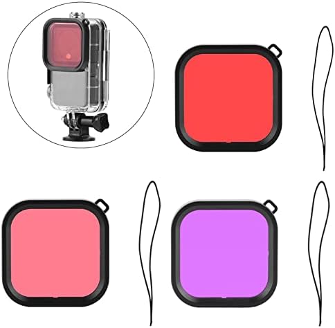 FAKEME Sualtı Dalış Kamera Filtre, Toz Geçirmez Su Geçirmez, 3-Color Lens Filtreler için DJI Eylem 2 Spor Kameralar Kayıt Aksesuarları-Kırmızı
