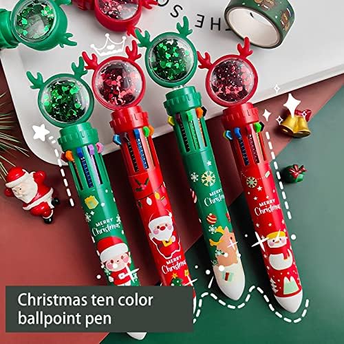 YYDSBBA 10 Renk Noel Tükenmez Kalem İtme Tipi Renkli Çok Fonksiyonlu İşaretleyici
