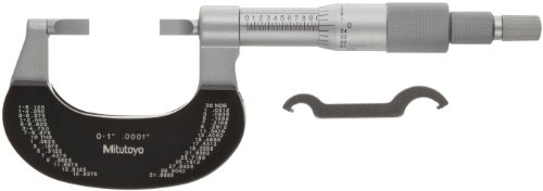 Mitutoyo 122-125, 0-1 X .0001 Bıçak Mikrometre, .030 Çelik Bıçaklar, Mandal