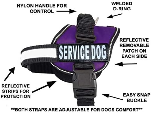 Doggie Stylz Hizmet Köpek Koşum Hiçbir Çekme Yelek 2 Yansıtıcı Çıkarılabilir Köpek Yamalar Kanca ve Döngü Kayışları ve Kolu -