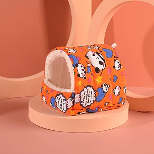 Floralby Hamster Yatak Güzel Baskı Nefes Döken Kulübe Mini Hamster Uyku Evi Chinchilla ile Uyumlu Turuncu M