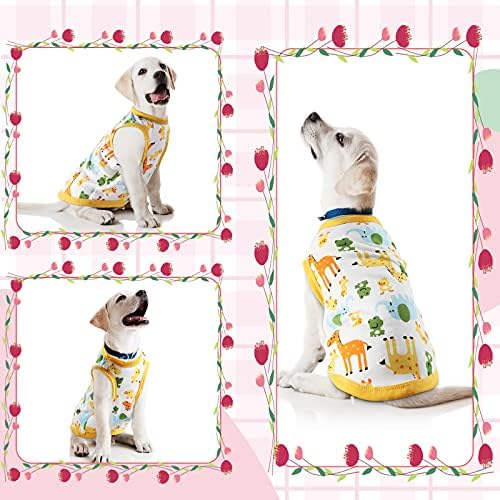 6 Parça Baskılı Köpek Gömlek Nefes Pet Giyim Yumuşak Köpek T-Shirt Köpek Kazak Köpek Kolsuz Sevimli Köpek Giyim Pet Giyim Köpek