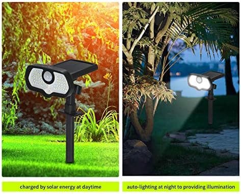 Güneş hareket sensörü peyzaj spot, Tomshine 60 LEDs 1600lm su geçirmez güneş ışıkları açık güvenlik duvar ışıkları için veranda,