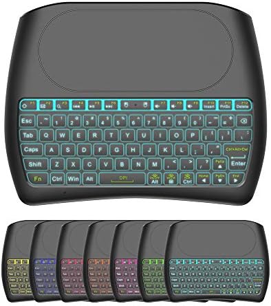 Mini Kablosuz Klavye, Touchpad ile D8 Mini Klavye, Renkli Arkadan Aydınlatmalı Küçük Kablosuz Klavye, PC için Mini El Uzaktan