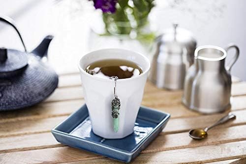 SaNavie 2 Paket Şifa Kristal Kolye Gevşek Çay Dik Çay Demlik Çay Süzgeçler için Çift Hediye, antik Gümüş Çiçek Sarılmış Doğal