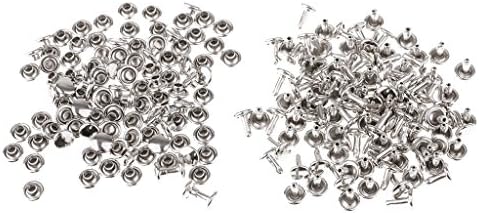 LoveınDIY 100 Set Borulu Perçinler Çift Kap 6MM / 8MM / 9MM / 10MM Kap Deri El Sanatları Çıtçıt-Gümüş, 6mm x 4mm, 6mm x 5mm
