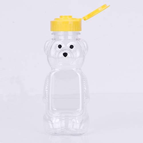 YiZYiF 5 Pcs Boş Plastik Sıkılabilir Süt Çay Suyu Ayı Şişe Ayı Bal Şişe Kavanoz ile Flip-üst Kapak için Çocuklar Sarı Bir Boyut