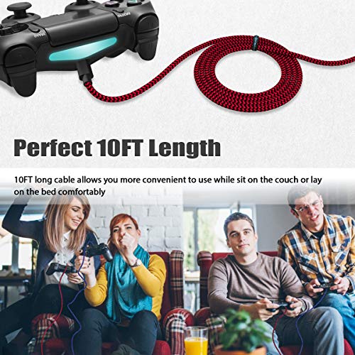 PS4 Denetleyici Şarj Cihazı Şarj Kablosu 10ft 2 Paket Naylon Örgülü Ekstra Uzun Mikro USB 2.0 Yüksek Hızlı Veri Senkronizasyon