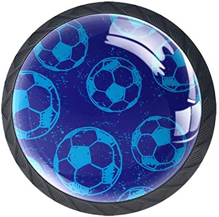 4 Adet Set Dolapları Donanım Yuvarlak Mobilya Kolları Mavi Futbol Topları Futbol Topları, çekmece Dresser Dolap Dolap Çeker Kolları