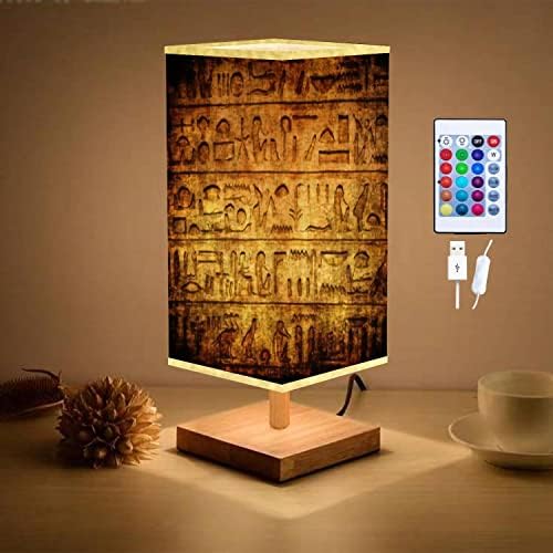 Kısılabilir Masa Lambası Mısır Hiyeroglifleri ile Antik Koyu Taş USB Başucu Lambası / Minimalist Tasarım / Masa Lambası / Komidin