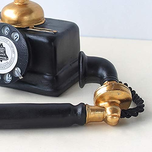 LİOOBO Döner Dial Telefon Retro Eski Moda Sabit Telefonlar Dekoratif Telefon Modeli için masa dekoru (Siyah)