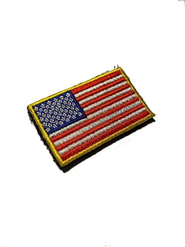 Mini Amerikan Bayrağı Yama 2x1 Tam Renkli (Kanca / Döngü Geri) İşlemeli Moral Yama