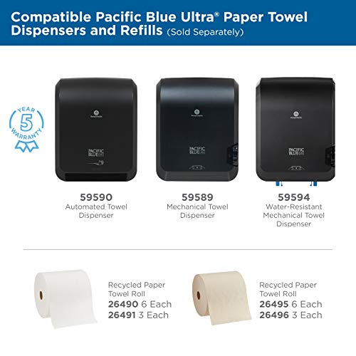 Pacific Blue Ultra 8 GP Pro'dan Yüksek Kapasiteli Mekanik Temassız Kağıt Havlu Dispenseri (Georgia-Pacific), Siyah, 59589, 12,9