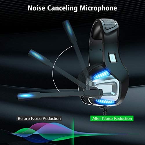 Xbox One için Oyun Kulaklığı, 7.1 Surround Ses Stereo özellikli PS4 Oyun Kulaklığı, Mikrofonlu Kulak Üstü Gürültü Önleyici Kulaklıklar,