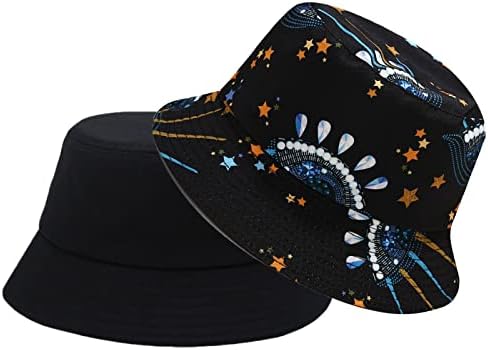 Feileap Geri Dönüşümlü Kova Şapka Kadınlar için Çift Taraflı kravat-boya Şapka Açık Yaz Kap