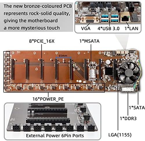 VTRETU Ethereum GPU madencilik teçhizatı ile 8 GPU Madencilik Anakart ve 2000 W Güç Kaynağı (110-264 V) 8 Soğutma Hayranları