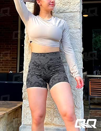 QOQ Bayan Egzersiz Biker Şort Dikişsiz Yüksek Belli Karın Kontrol Zayıflama Atletik Spor Yoga Pantolon