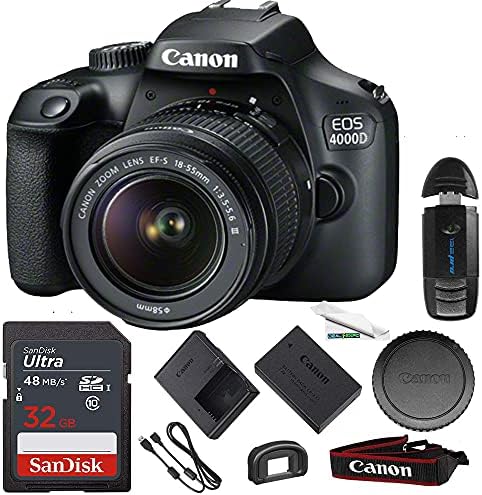 Canon EOS 4000D EF-S 18-55MM F3.5-5.6 III Lensli Dijital Kamera + 32GB Temel Aksesuar Paketi (Uluslararası Versiyon), (CN4000D-1855IIIDBB32GBB)