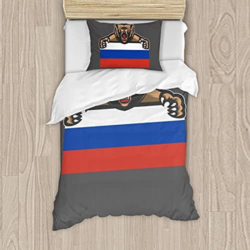 Rusya Bayrağı taşıma Yatak Çocuk Genç Çocuk Nevresim takımı Dekor Yatak Nevresim Ev Yatak Odası 2 Yastık kılıfı 3 Parça Dekoratif