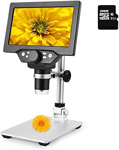Amoper LCD dijital mikroskop ile 16 GB SD kart, 7 LCD ekran 1080 P Video mikroskop, 12MP Ultra-hassas odaklama ile şarj edilebilir