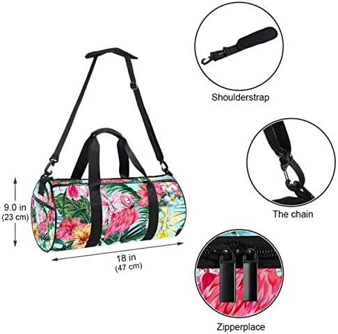 MaMacool Flamingo desen spor omuz taşıma çantası tuval seyahat çantası spor salonu spor dans seyahat Weekender için