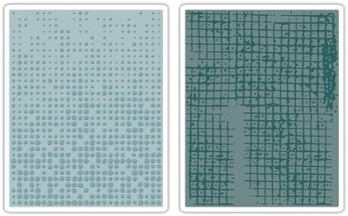 Sizzix 656649 Texture Fades Kabartma Klasörleri, Dot-Matrix & Gridlock Tim Holtz tarafından Ayarlandı, 2'li Paket, Çok Renkli