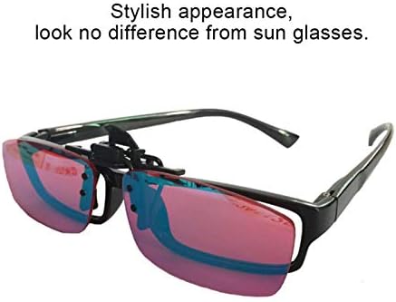 Klipsli Kırmızı-Yeşil Renk Körlüğü Gözlükleri, Çevrilebilir Renk Kırmızı Yeşil Körlük Rengi Zayıf Düzeltme Gözlükleri Gözlük