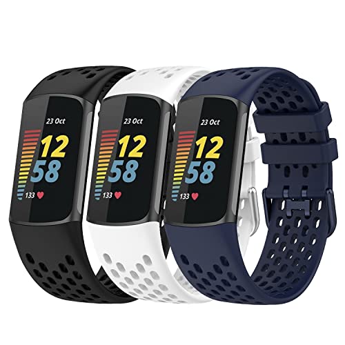 3 ADET Spor Bantları Fitbit Şarj 5 Smartwatch Aksesuarı ile Uyumlu, hava Deliği Nefes Yumuşak Silikon saat kayışı Bilekliği Bilezik